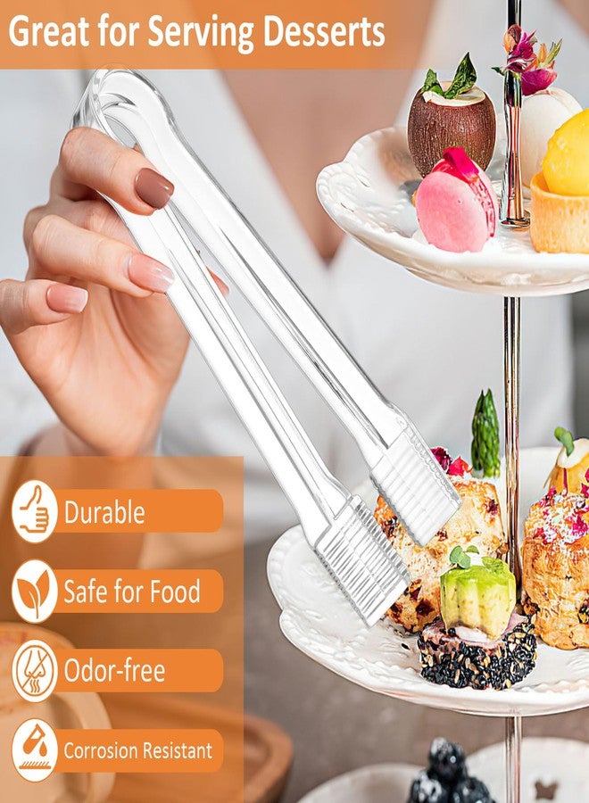 PEASUG 10 PCS Plastic Serving Tongs, Disposable Plastic Tongs, Clear Kitchen Small Serving Utensils for Serving for Party Food Buffet Appetizer Salad Catering Ice, 6.3 Inches - Image 3